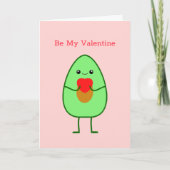 キュートかわいいアボカド赤いハートビーマイバレンタイン カード (正面)