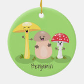 キュートかわいいキノコ菌糸状菌 セラミックオーナメント (裏面)