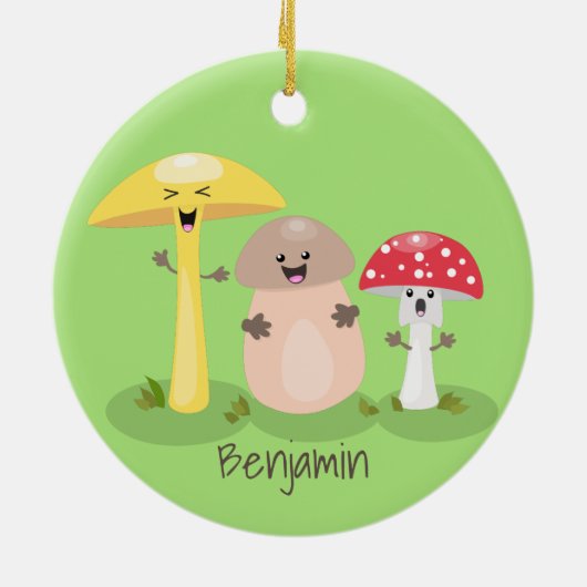 キュートかわいいキノコ菌糸状菌 セラミックオーナメント (裏面)