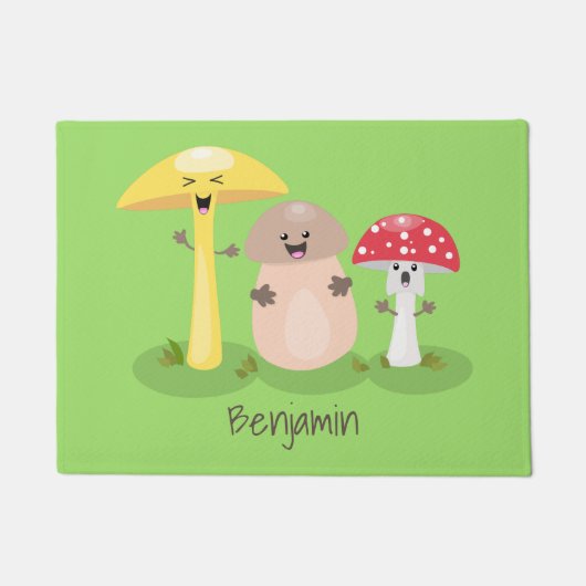 キュートかわいいキノコ菌糸状菌 ドアマット (正面)