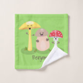 キュートかわいいキノコ菌糸状菌 バスタオルセット (ウォッシュタオル)