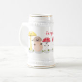 キュートかわいいキノコ菌糸状菌 ビールジョッキ (正面左)