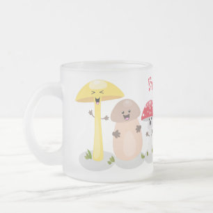 キュートかわいいキノコ菌糸状菌 フロストグラスマグカップ