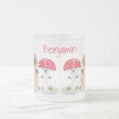 キュートかわいいキノコ菌糸状菌 フロストグラスマグカップ (中央)