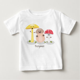 キュートかわいいキノコ菌糸状菌 ベビーTシャツ