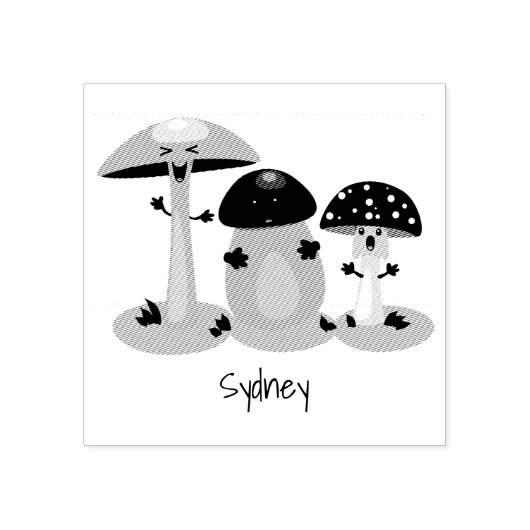 キュートかわいいキノコ菌糸状菌 ラバースタンプ (インプリント)