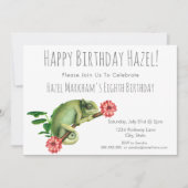 キュートかわいらしカメレオンフローラ第8子供の誕生日 招待状 (正面)