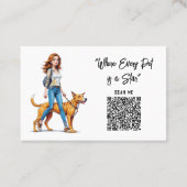 キュートかわいらしガールドッグウォーカーペットシッター 名刺 (裏面)