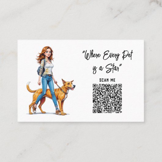 キュートかわいらしガールドッグウォーカーペットシッター 名刺 (裏面)