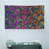 キュートかわいらしダマスクの虹のバラ（渦巻き） 横断幕 (トレードショー)