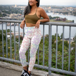 キュートかわいらしパステルガーリーバタフライパターン夏 レギンス