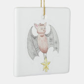 キュートこうもりとクリスマススター セラミックオーナメント (右)