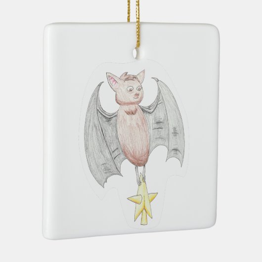 キュートこうもりとクリスマススター セラミックオーナメント (右)