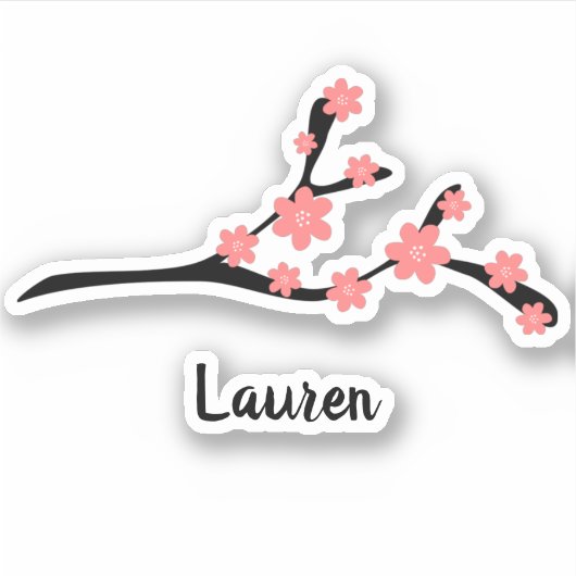 キュートさくらんぼブロッサムブランチスケッチ名前をカスタムする シール (正面)