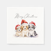 キュートすごいなクリスマスの子犬 スタンダードカクテルナプキン (正面)