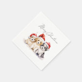 キュートすごいなクリスマスの子犬 スタンダードカクテルナプキン (角)