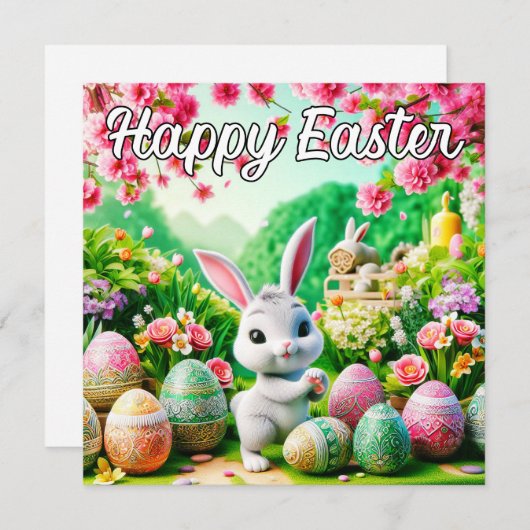 キュートすごいイースターバニーウサギ シーズンカード (正面/裏面)