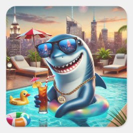 キュートすごいエイリアスシャーク〔占星術の〕十二宮図シール スクエアシール