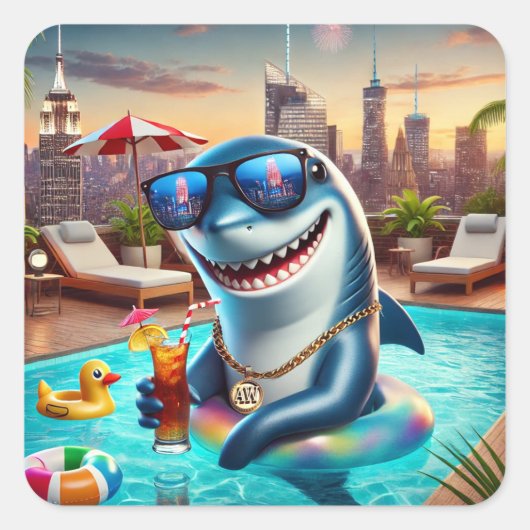 キュートすごいエイリアスシャーク〔占星術の〕十二宮図シール スクエアシール (正面)