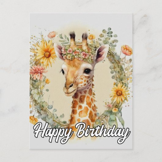 キュートすごいキリン |ハッピーバースデー ポストカード (正面)