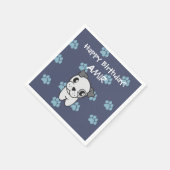 キュートすごいグレイ&ブルーブルドッグ誕生日ナプキン スタンダードカクテルナプキン (角)