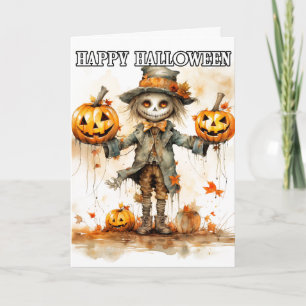 キュートすごいハロウィーンかかしイラストレーション カード
