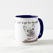 キュートすごいブフランスのルドッグ |公園へ行こう マグカップ (正面右)