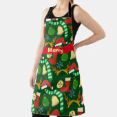 キュートすごいホリデーパターンおもしろいクリスマスアート エプロン (インサイチュ)