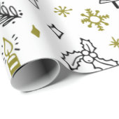 キュートすごいホリデーパターンホワイトクリスマス ラッピングペーパー (ロールコーナー)