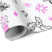 キュートすごいホリデーパターンホワイトクリスマス ラッピングペーパー (ロールコーナー)