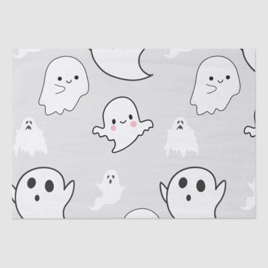 キュートすごいホワイト幽霊ライトグレーハロウィーン 薄葉紙 (正面)