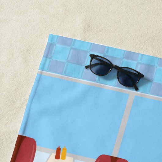 キュートすごいレトロディナーおもしろいフィフティーズデザイン ビーチタオル (インサイチュ)