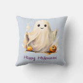 キュートすごい幽霊パンプキンズブルーハッピーハローウィン クッション (裏面)