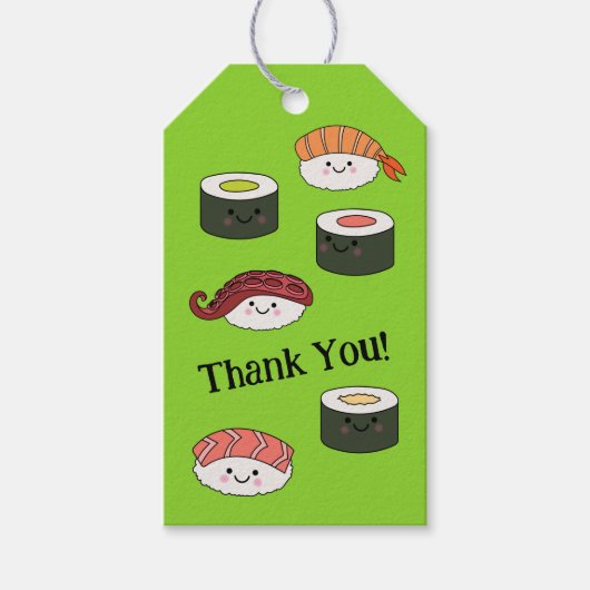 キュートすしキッズ1歳の誕生日パーティー ギフトタグ (正面)