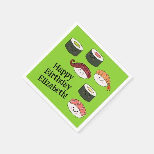 キュートすしキッズ1歳の誕生日パーティー スタンダードカクテルナプキン (角)