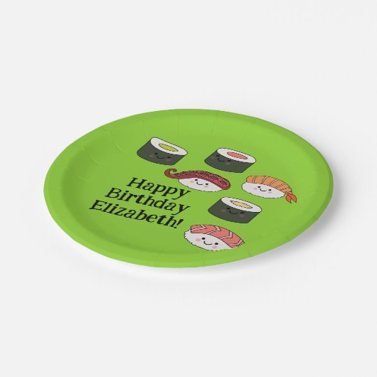 キュートすしキッズ1歳の誕生日パーティー ペーパープレート (アングル)