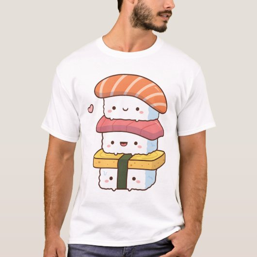 キュートすしトリオスタック、かわいい食日本の品 Tシャツ (正面)