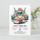 キュートすしパーティー誕生日 招待状 (スタンド正面)