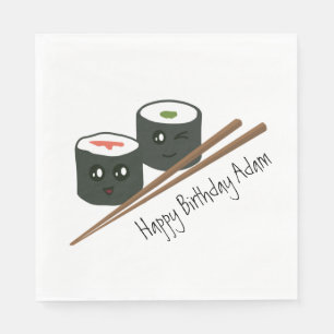 キュートすし中毒かわいいキャラクターネーム誕生日 スタンダードランチョンナプキン