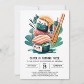 キュートすし冒険子供の誕生日 招待状 (正面)