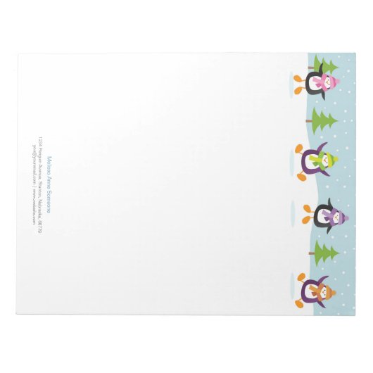 キュートすてきジャンピングペンギンノベルティパーソナライズされた ノートパッド (正面)