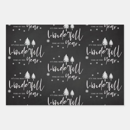キュートそれを雪黒陽気クリスマス引用文ギフト ラッピングペーパーシート (正面3)