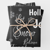 キュートそれを雪黒陽気クリスマス引用文ギフト ラッピングペーパーシート (インサイチュ)