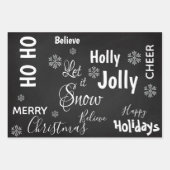 キュートそれを雪黒陽気クリスマス引用文ギフト ラッピングペーパーシート (正面)