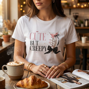 キュートだけどクリーピーなコケットハロウィン ピンク Tシャツ