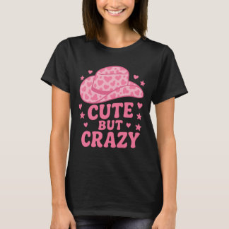 キュートだけどクレイジーなピンクのカウガールハットデザイン Tシャツ