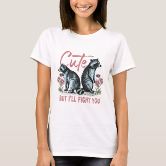 キュートだけど負けないアライグマのレトロアート Tシャツ
