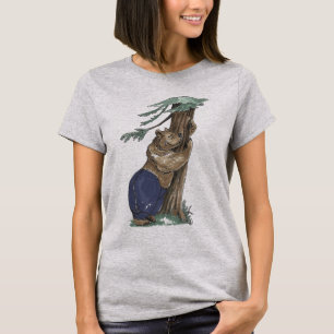 キュートでおかしいファンタジックな木を抱きしめるクマ アウトドア Tシャツ