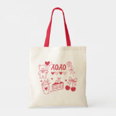 キュートでおしゃれなバレンタイン XOXO デザイン トートバッグ (裏面)
