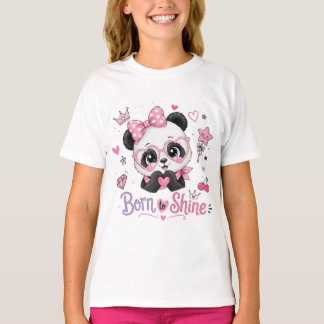 キュートでおしゃれなパンダ、輝くために生まれてきた Tシャツ